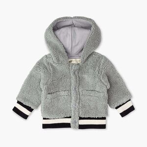 Monica + Andy Grey Sherpa Bomber Hooded Jacket, 3T, NWOT